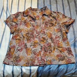 Addition Elle floral short sleeve button up shirt